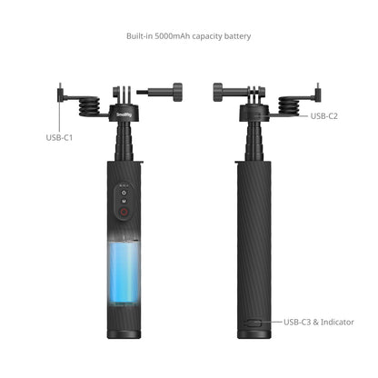 Wireless Power Grip Selfie Stick with 5000mAh Battery for Action Cameras