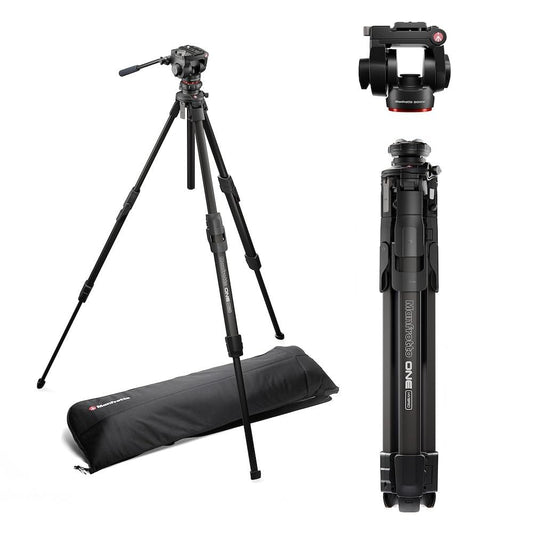 Fluid Video Head and Aluminum Tripod Kit for DSLR and Mirrorless Cameras