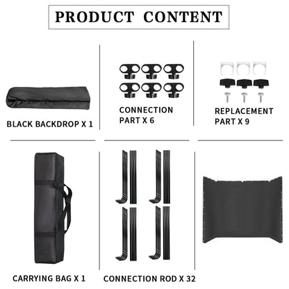 Portable Black Photography Backdrop with Support System