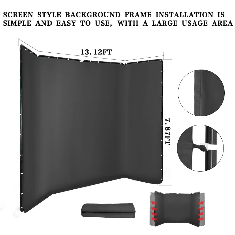 Portable Black Photography Backdrop with Support System