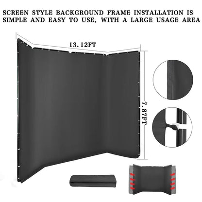Portable Black Photography Backdrop with Support System