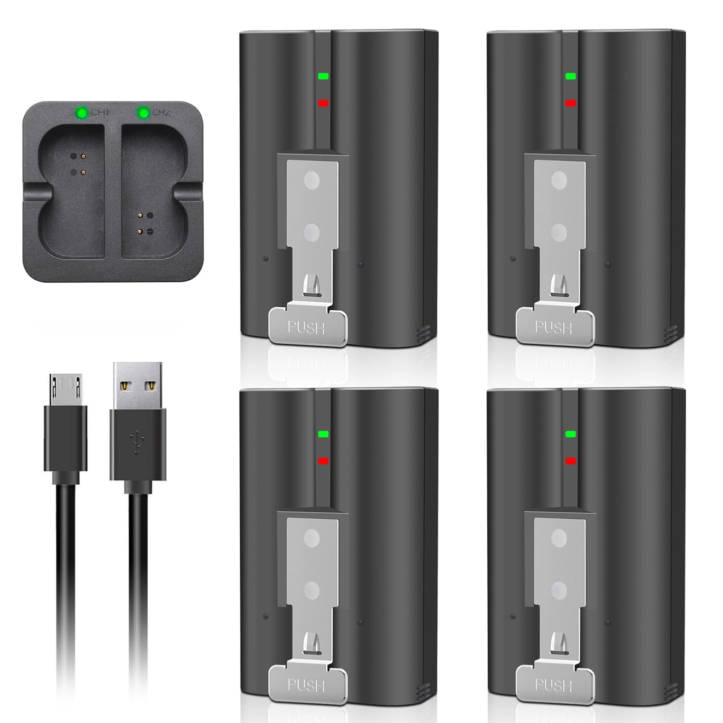 4-Pack Replacement Camera Batteries with Dual Charger Station