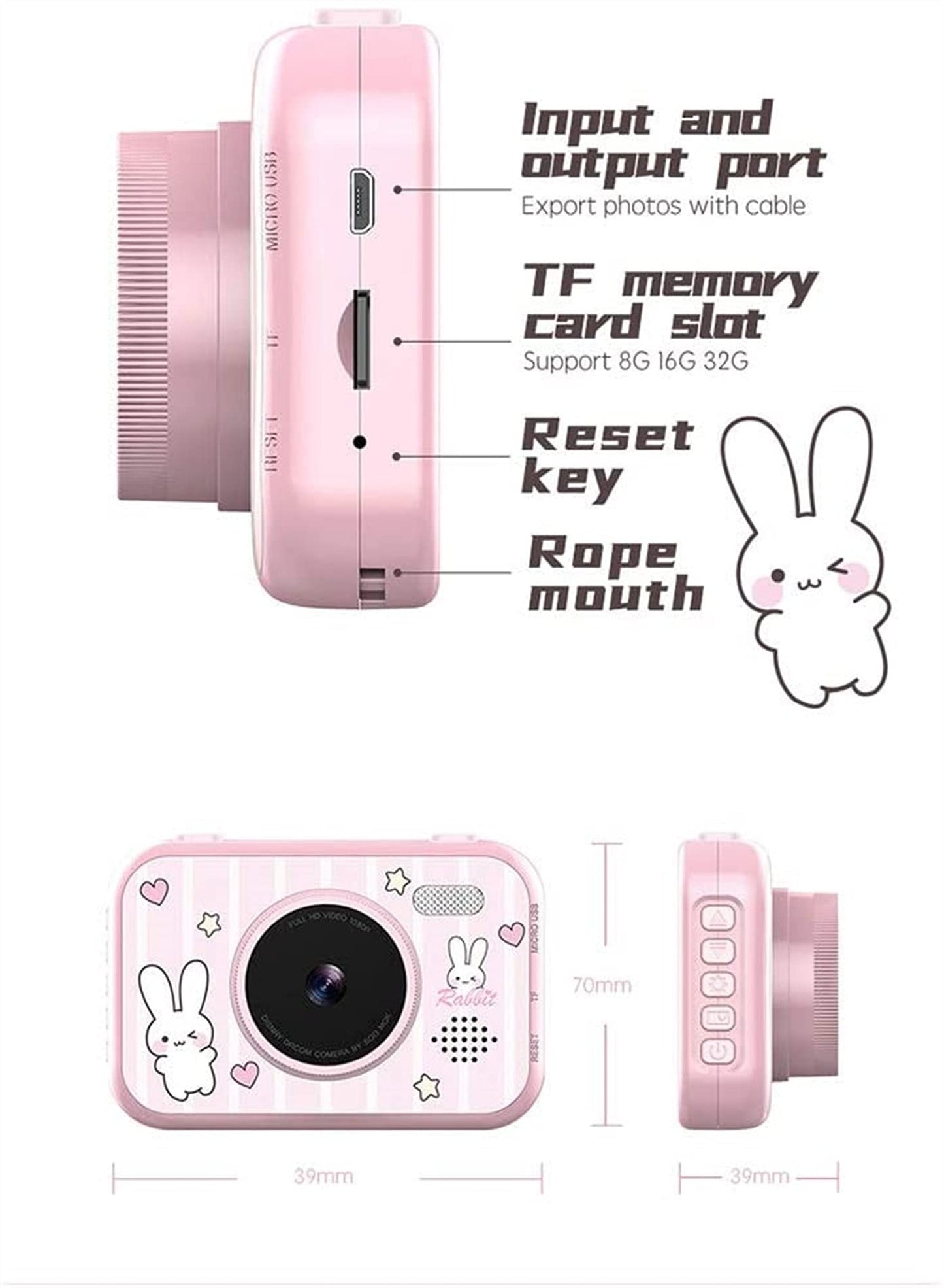 Kids Selfie Camera with 3.5" Screen and 1080P Video