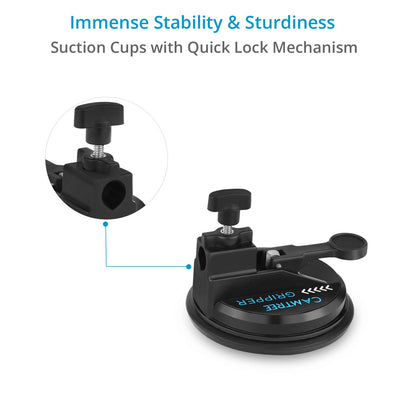 Car Suction Mount for DSLR Video Cameras with 360° Rotation Clamps