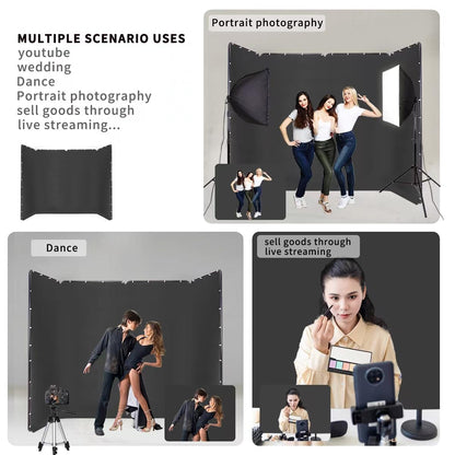 Portable Black Photography Backdrop with Support System