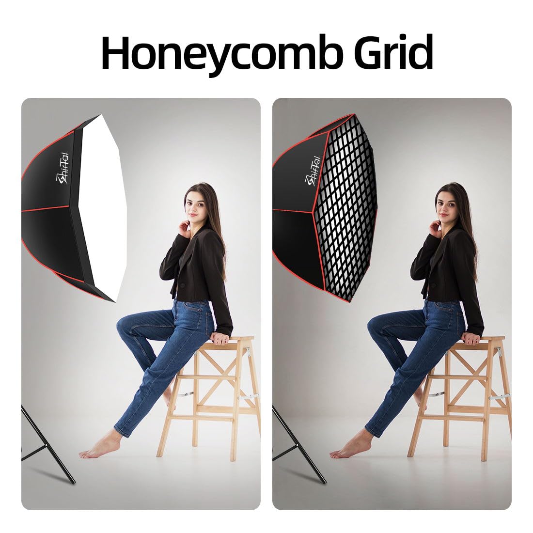 37" Octagonal Softbox Lighting Kit with Dimmable LED Lamp