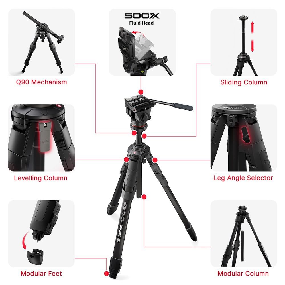 Fluid Video Head and Aluminum Tripod Kit for DSLR and Mirrorless Cameras