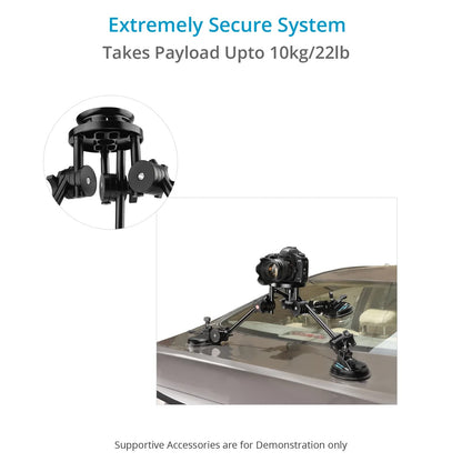 Car Suction Mount for DSLR Video Cameras with 360° Rotation Clamps