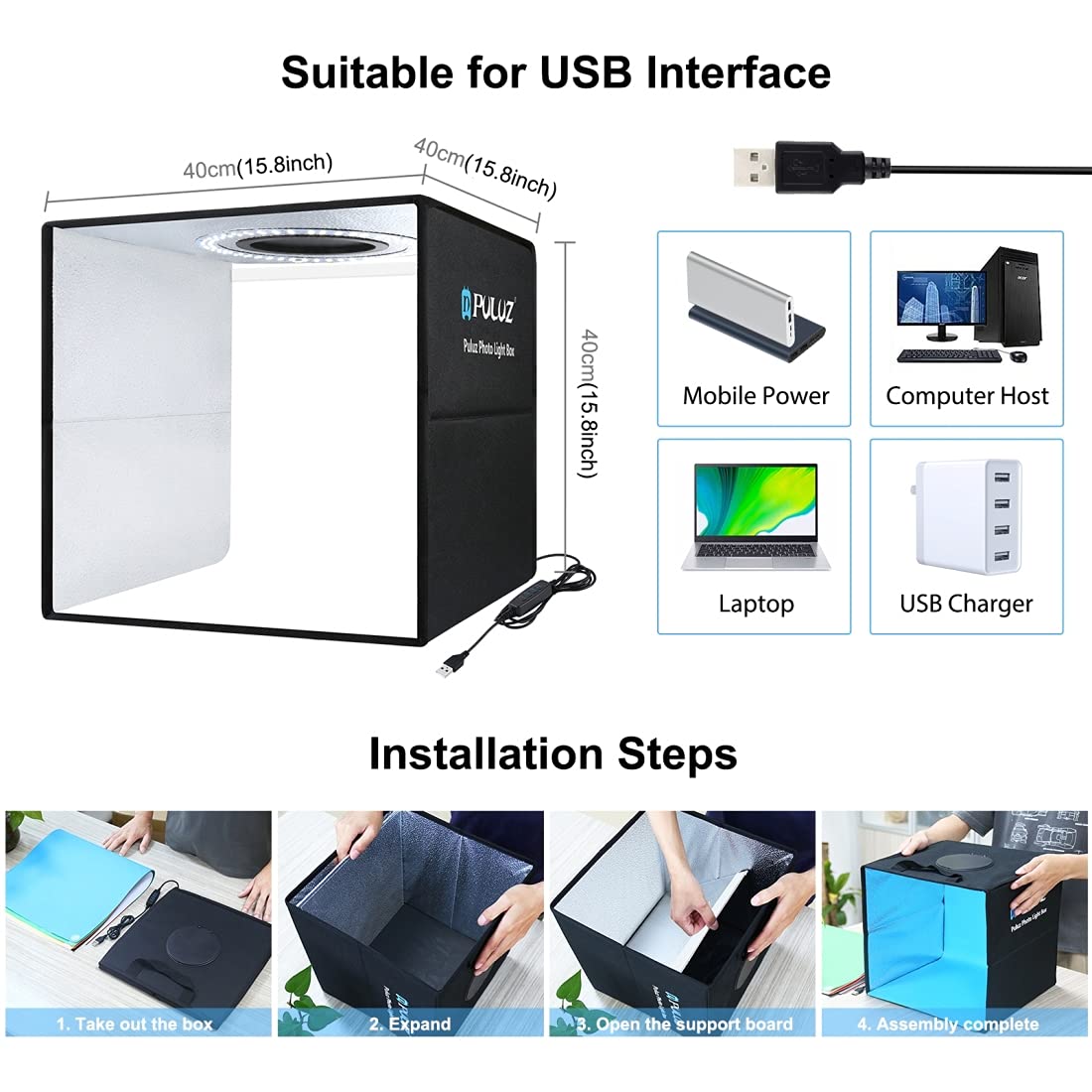 40x40" Photo Light Box with Adjustable LED Lighting