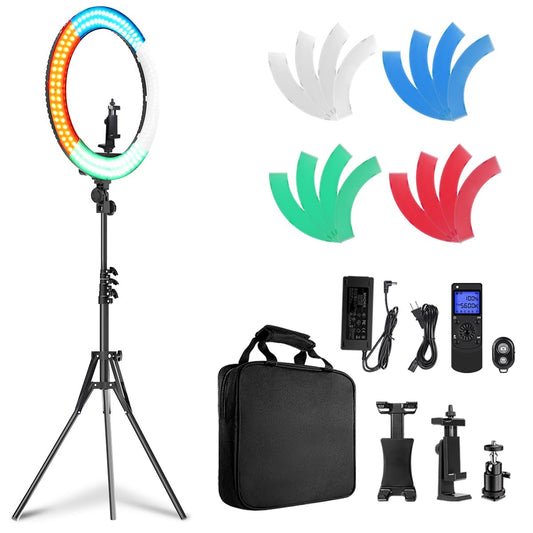19" Bi-Color Ring Light Kit with Stand and Remote Control