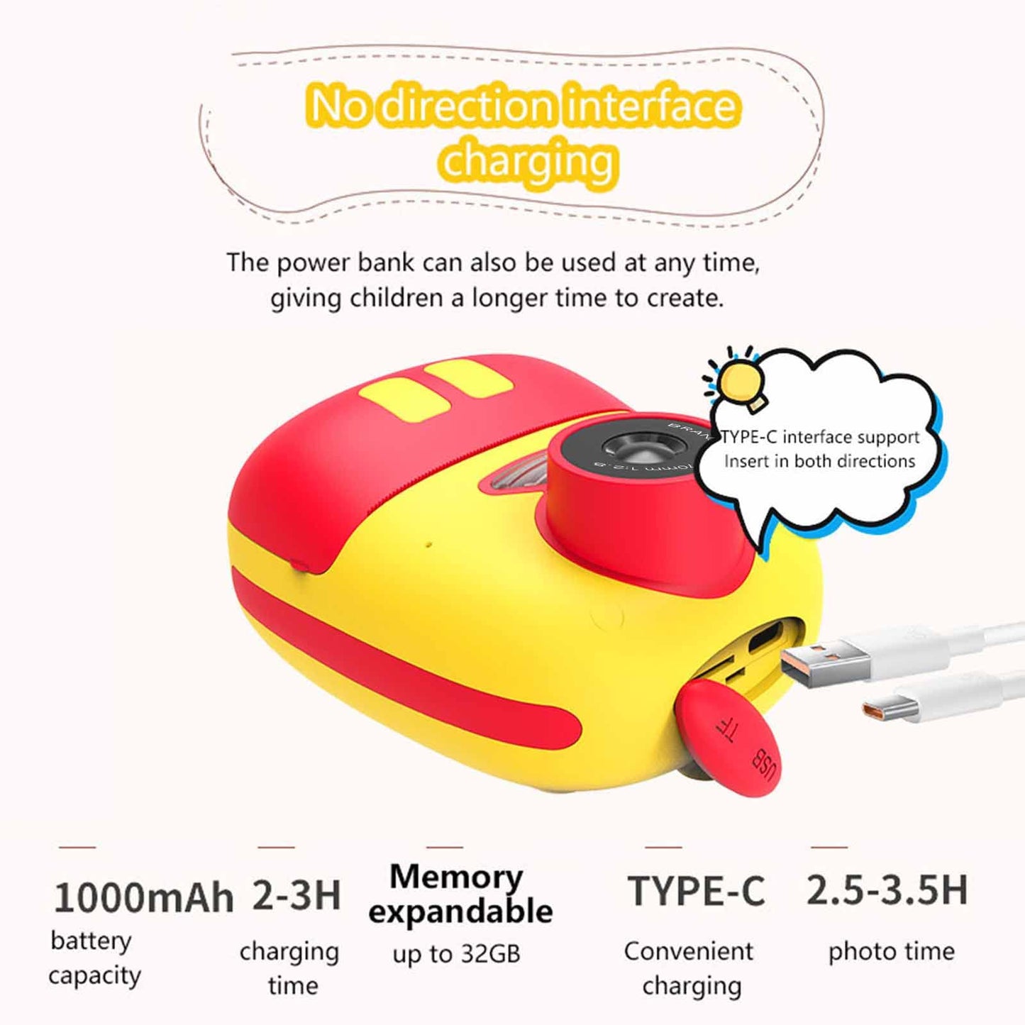 Instant Print Kids Camera with 26MP and 1080P Video