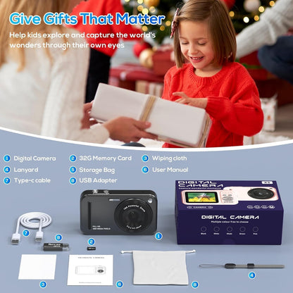 Kids Digital Camera with 48MP FHD Video
