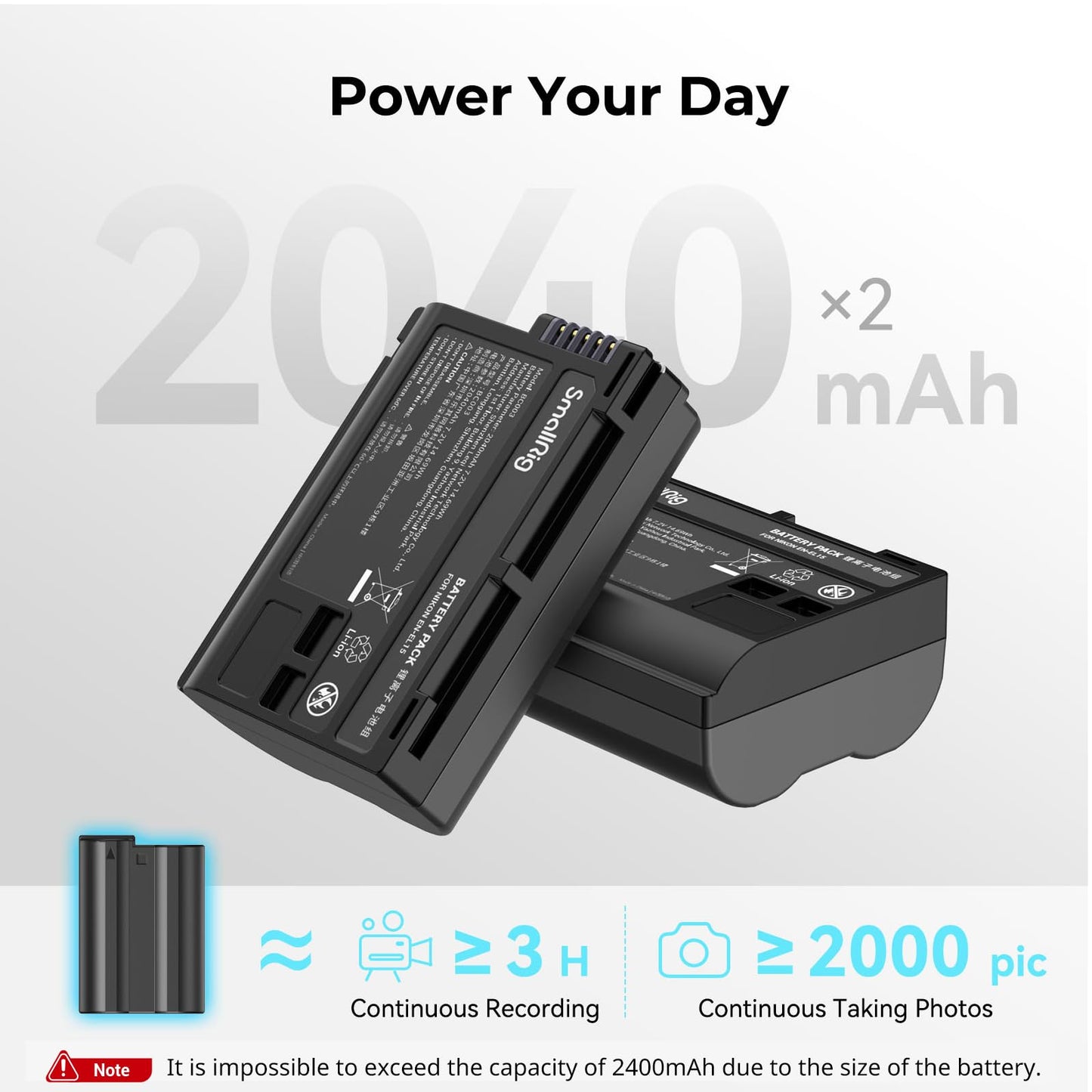SmallRig Replacement Camera Battery Charger Set and Battery Charger for Nikon