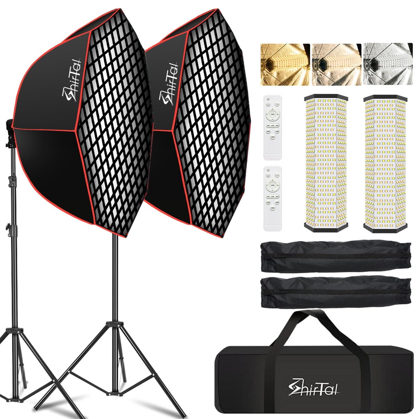 37" Octagonal Softbox Lighting Kit with Dimmable LED Lamp