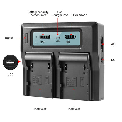Dual Charger with 6800mAh Battery for Cinema Cameras