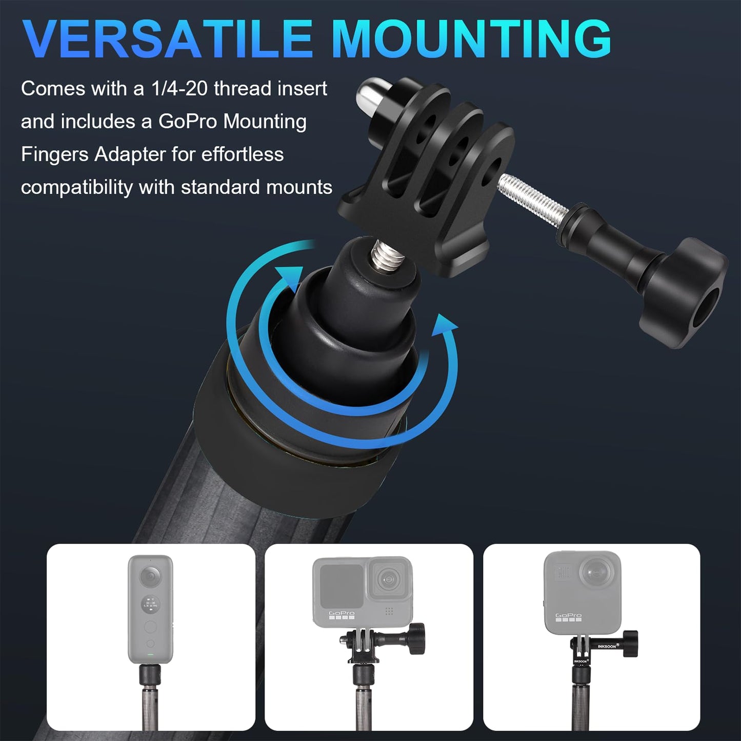 3m Carbon Fiber Invisible Selfie Stick for 360 Cameras
