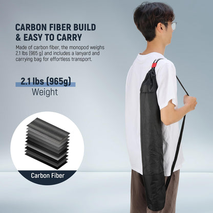 Telescopic Aluminum Camera Monopod with Fluid Head and Tripod Base