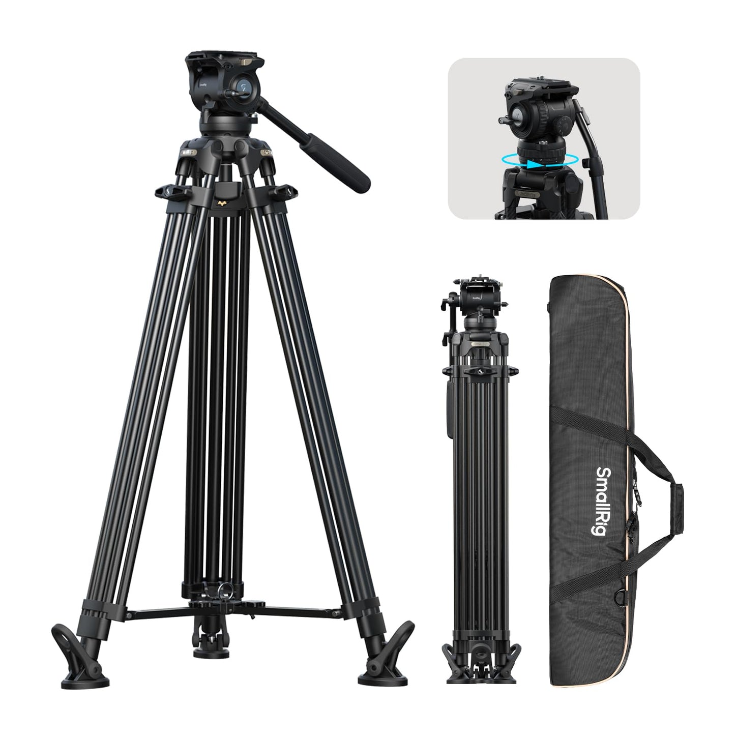 SMALLRIG 79''/200.5cm Heavy-Duty Aluminum Alloy Tripod Video
