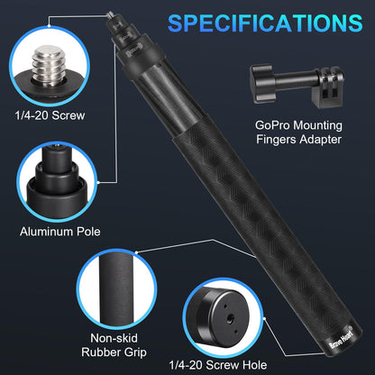 3m Carbon Fiber Invisible Selfie Stick for 360 Cameras
