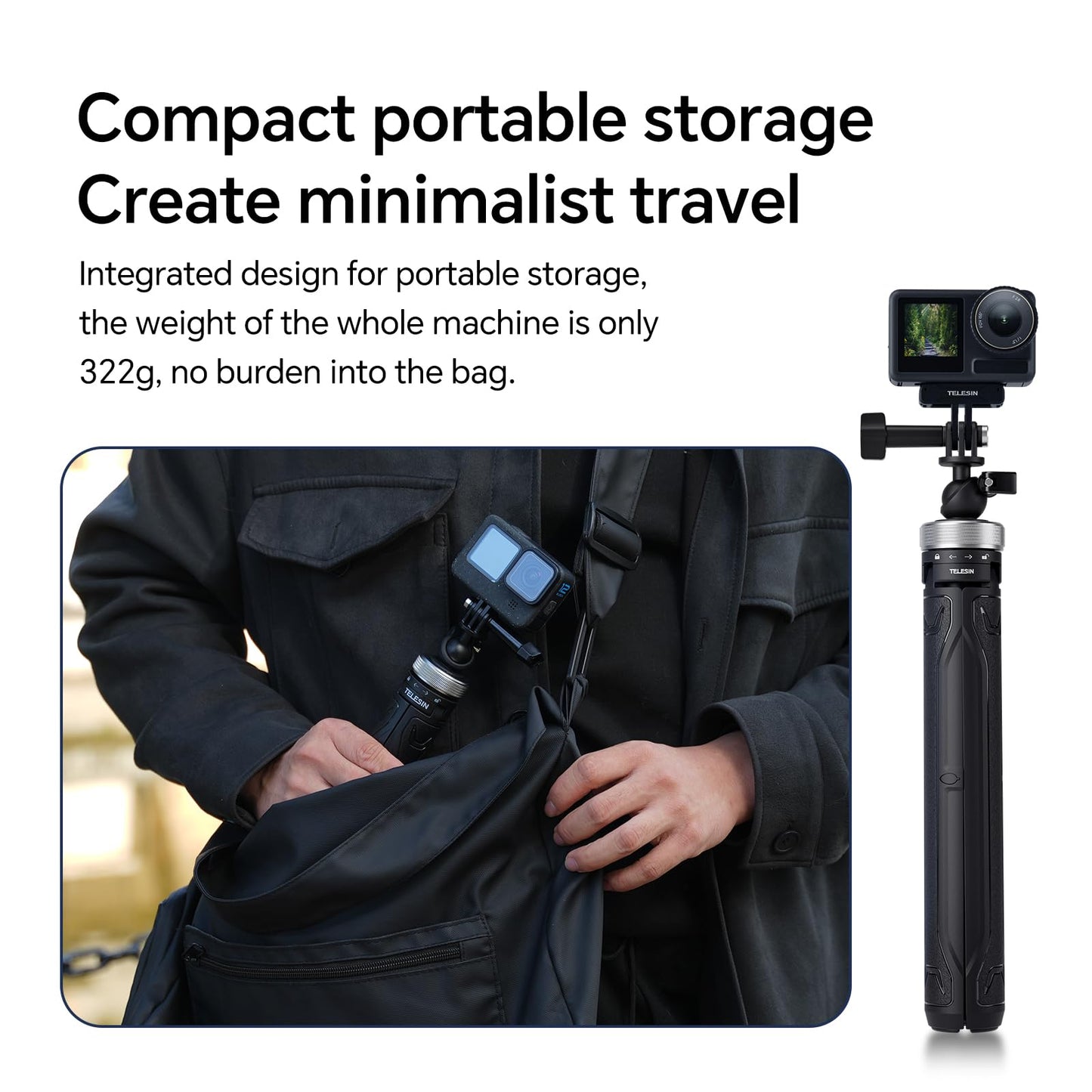TELESIN Mini Selfie Stick Tripods