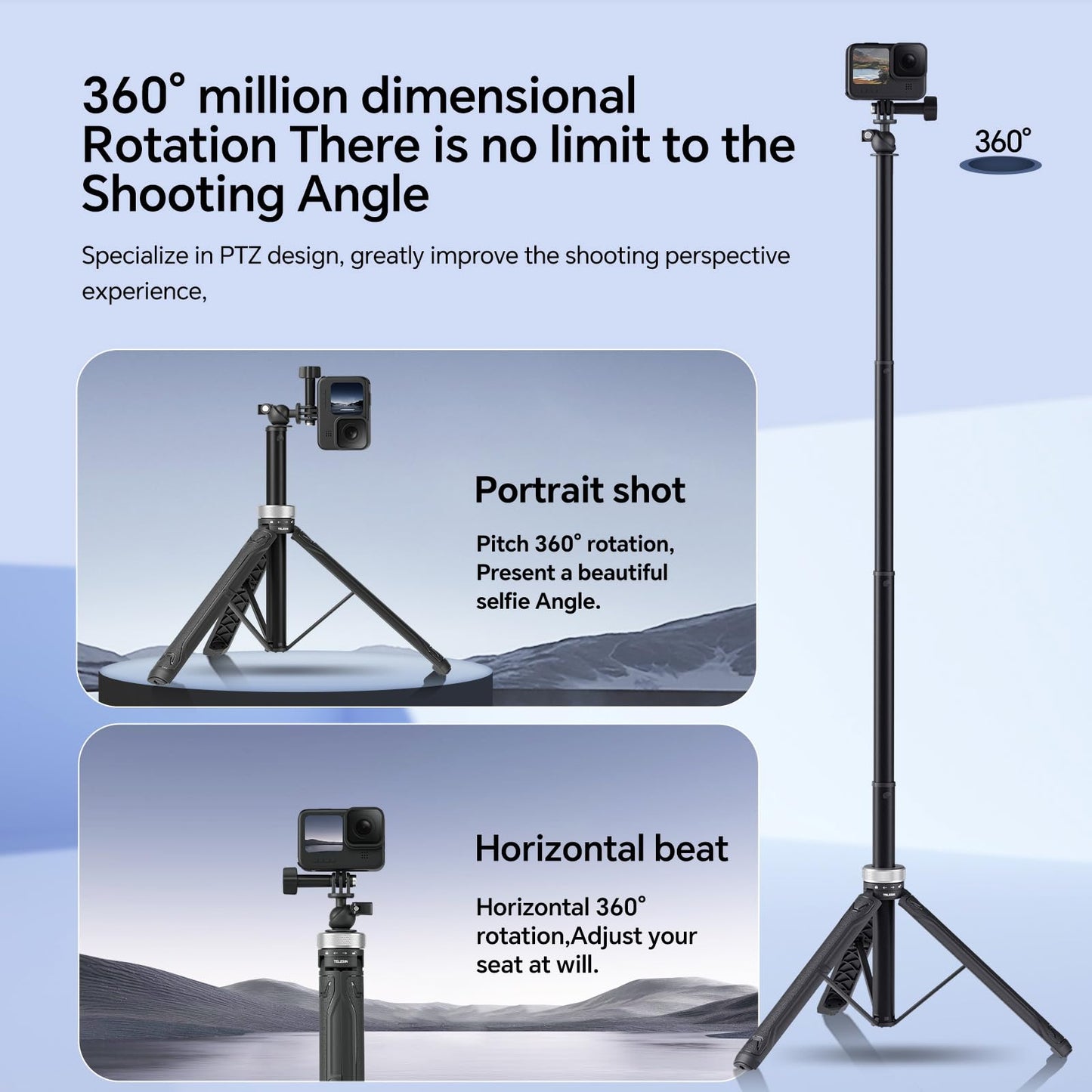 TELESIN Mini Selfie Stick Tripods