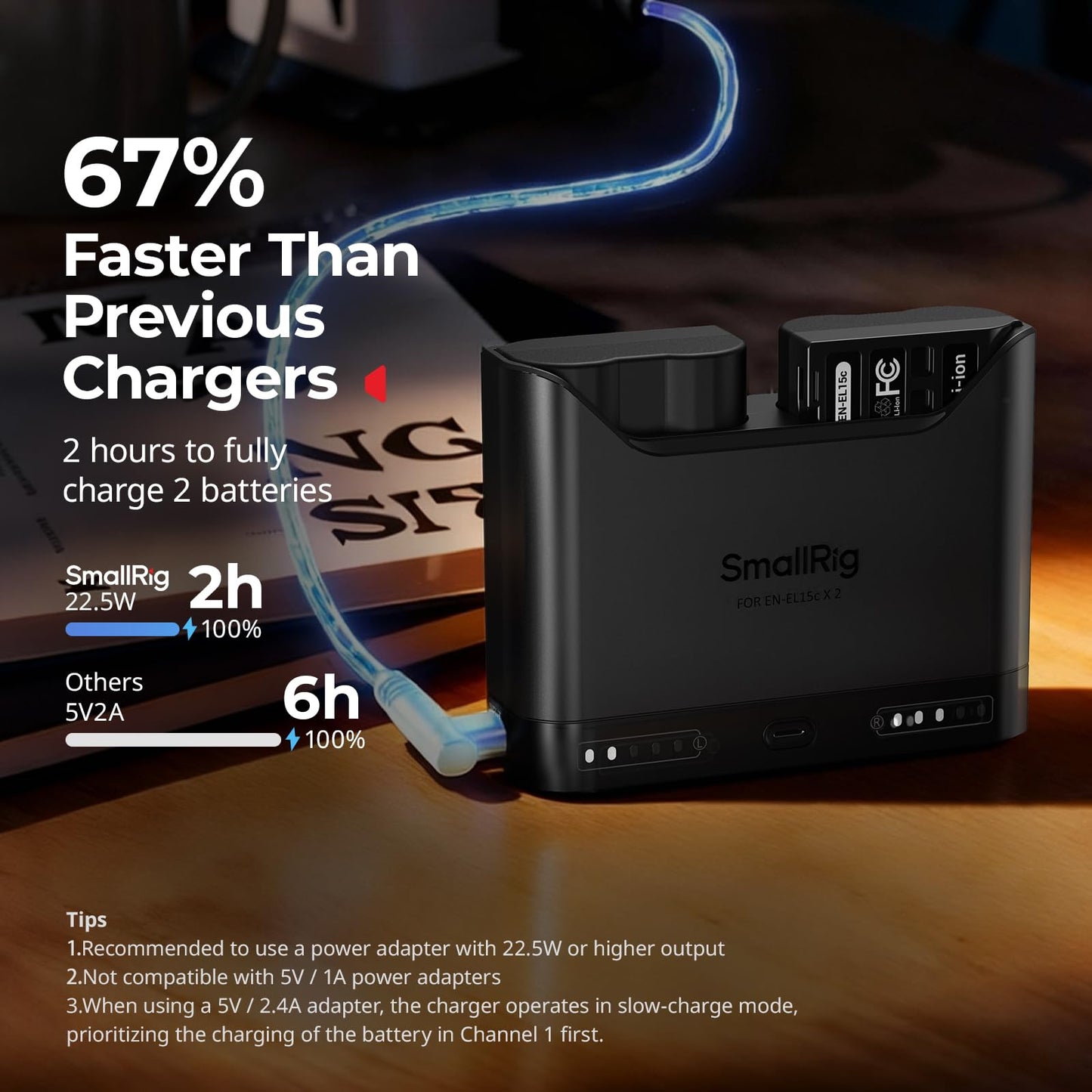 SmallRig Replacement Camera Battery Charger Set and Battery Charger for Nikon