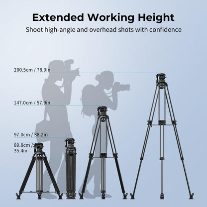 SMALLRIG 79''/200.5cm Heavy-Duty Aluminum Alloy Tripod Video
