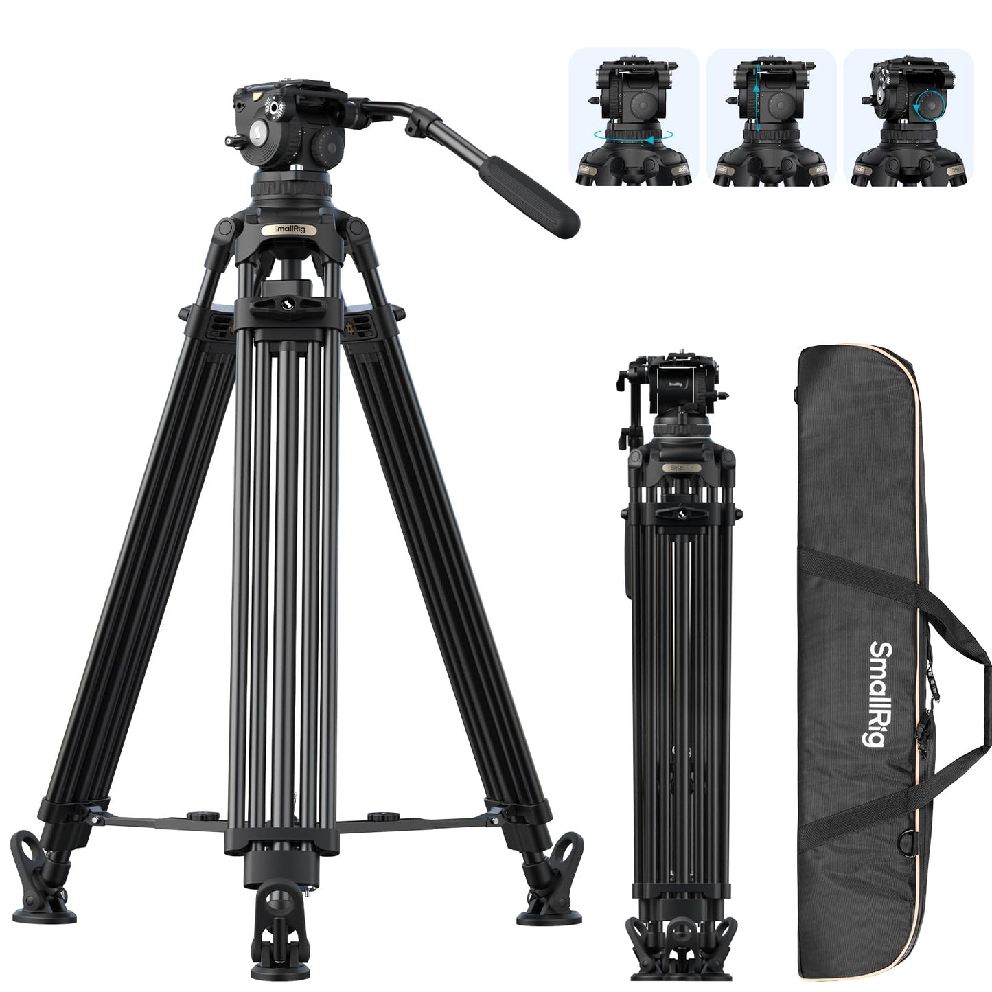 SMALLRIG 79''/200.5cm Heavy-Duty Aluminum Alloy Tripod Video
