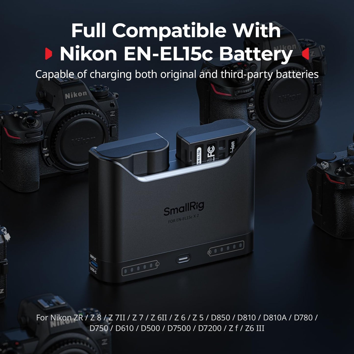 SmallRig Replacement Camera Battery Charger Set and Battery Charger for Nikon