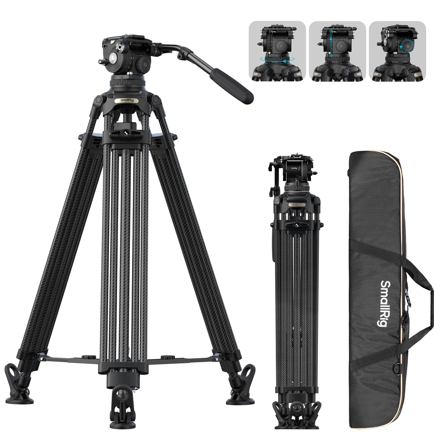 SMALLRIG 79''/200.5cm Heavy-Duty Aluminum Alloy Tripod Video