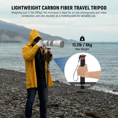 Telescopic Aluminum Camera Monopod with Fluid Head and Tripod Base