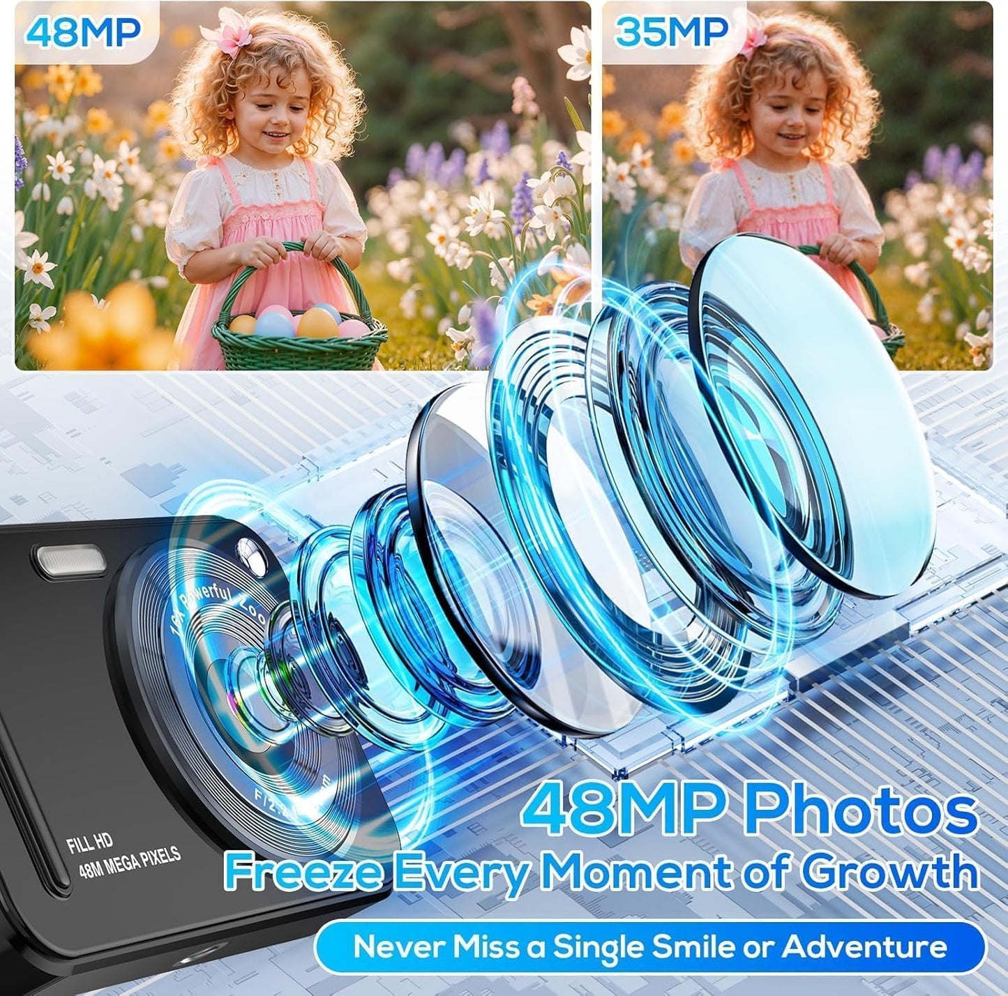 Kids Digital Camera with 48MP FHD Video