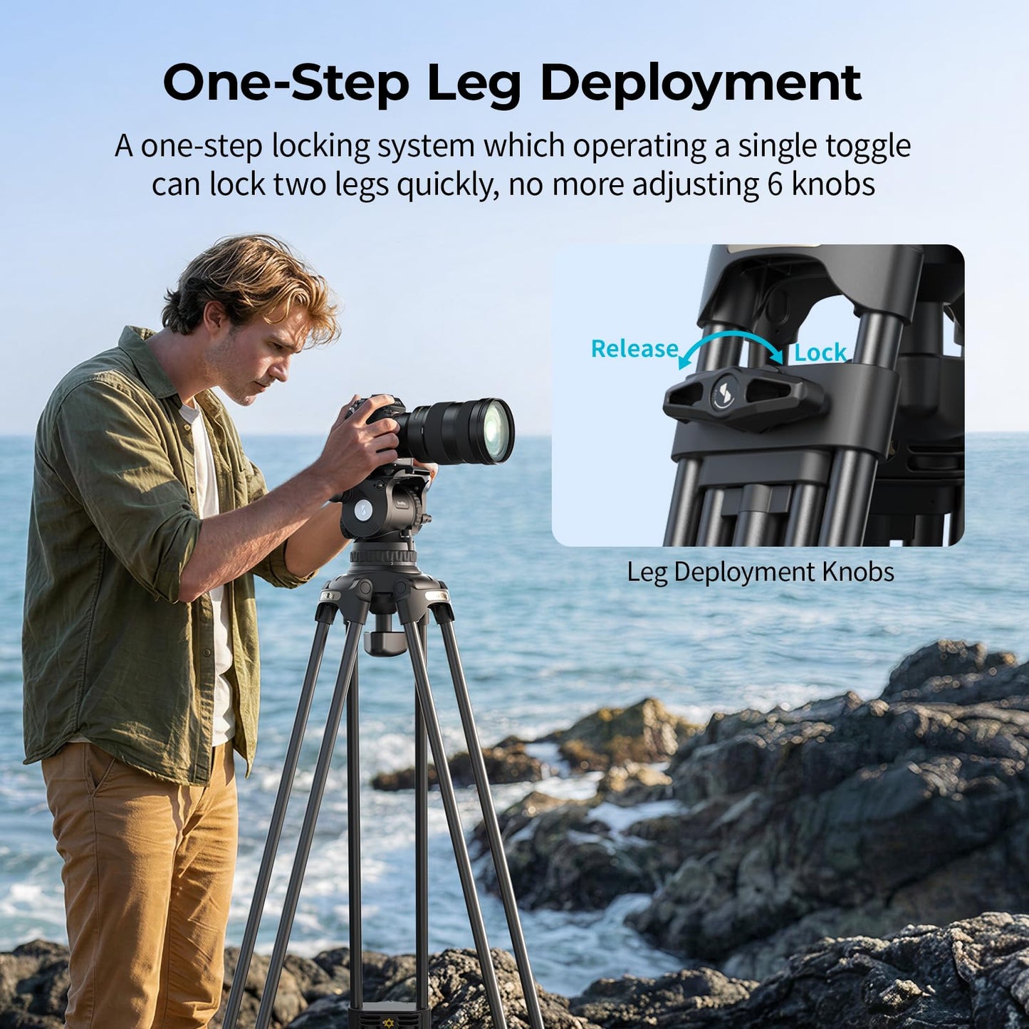 SMALLRIG 79''/200.5cm Heavy-Duty Aluminum Alloy Tripod Video
